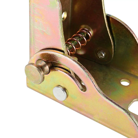 Close-up of Heavy Duty 8 Pack Foldable Support Brackets Featuring Self Locking Spring Hinge built tough for table leg extensions.