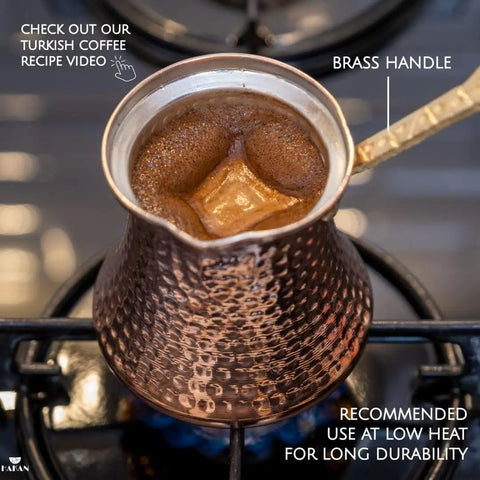 Turkish Coffee Pot For Stovetop Copper Water Boiler And Milk Warmer Even Heat And Quick Brew Handcrafted Copper Craft 6.5 Oz Capacity