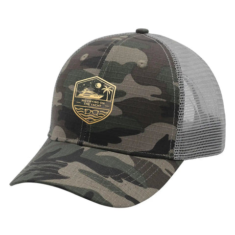 Camouflage No Crying On The Yacht Trucker Hat For Women Funny Summer Cap With Ventilated Mesh Breathable Sun Shield