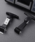 Set of Four 304 Stainless Rubber Door Latches Toggle Clamps For Toolbox, Cooler, Hood, and Drawer on grey surface