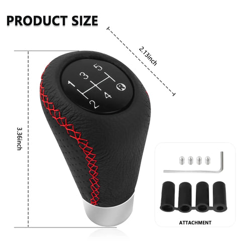 Leather 5 Speed Shift Knob With Four Adaptive Parts For Replacement Shifter Knobs Universal Non Slip Manual Gear Knob
