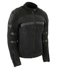 Women's Armored Textile Motorcycle Jacket With Removable Liner Ride Ready For All Seasons Front Zipper Closure Snap Collar