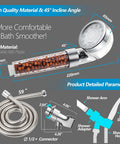 High Pressure Shower Head With Handheld Sprayer And Hose Holder, Filtration Bead Stone System For Purified Alkaline Water, PTFE Tape Included