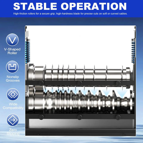 Automatic Wire Stripper Machine for Copper Wire showing V-shaped rollers and multiple grooves for stable operation.
