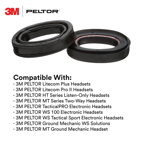 Gel Sealing Rings HY80 Earmuff Cushions Replacement with black polyurethane skin and silicone gel, shown with headset compatibility list.