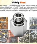 Solid Rig Ready Straight Hydraulic Hose Adapter Connector Bridging One Half Inch Orb Male To Nptf Female Port With O Ring Boss Seal For Diesel Fuel And Cooling Lines Crafted From Forged Steel For No Sweat Operation Daily, showing close-up of steel connector.