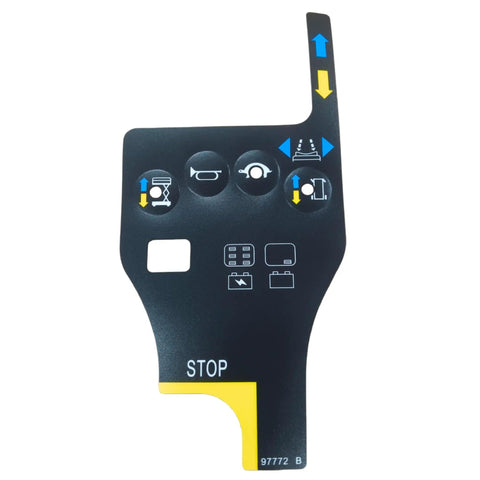 Top Shelf Control Box Overlay Decal For A Hassle Free Swap And Crisp Interface Markings Compatible With Rugged Commercial Vertical Mast And Electric Scissor Lift Fleets
