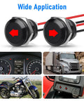 2-Pack 12V Red LED Indicator Light Kit For Rigs And Gear With Half-Inch Panel Cutout Waterproof Signal Lamps 300mm Wires Bright Uniform Glow Built Tough IP67 Waterproof, red arrows