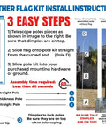 Feather Banner Swooper Flag Advertising Kit installation instructions with images of telescopic pole pieces and assembled flag kit.