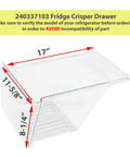 Super Handy Refrigerator Crisper Drawer Bin Replacement with dimensions 11.6 x 17 x 8.25 inches shown from side angle