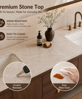 Gimme This Dope 60 Inch Freestanding Double Sink Bathroom Vanity Built From Solid Wood With Dual Stone Basins Smart Anti Fog Mirror And Heavy Duty Waterproof Storage For Zero Hassle Setup Vibes with premium stone top detail.
