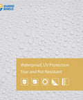 White Tarp 24x24 Feet, 7 Mil, Double-Sided Go-To Tarp with waterproof surface and UV protection icons