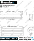 Dimensions diagram of 24 Inch Double Towel Rack And Shelves In Brushed Nickel Stainless Steel Wall Mount With Rustproof SUS304.