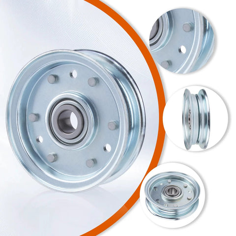 2-pack finish mower idler pulley with bearing, silver metal, for RFM series mowers