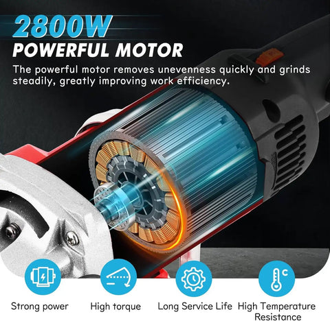 Close-up of the powerful 2800W motor of the Beast Mode Three Axis Triple Head Concrete Grinder 4 Inch Floor Grinder