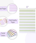 Lined Sticky Notes 4x6 Inch, 6 Pads With 45 Sheets Each showing horizontal lines, high-quality paper, and 6 pastel colors.