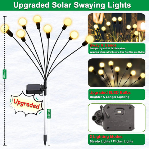 Upgraded Solar Firefly Lights 4 Pack Outdoor Waterproof 8 LED Starburst Swaying Lights For Yard Patio Pathway Decor