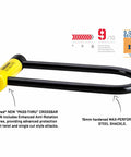 Sixteen Millimeter Shackle U Lock For Bikes And E Bikes Heavy Duty Anti Theft Security Lock With Keys Sold Secure Gold Certified showing patented design and certification.