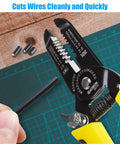 2-Pack Pro-Grade Wire Stripper And Cutter Set For 10-22 AWG cutting wire on wooden surface