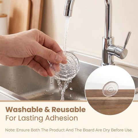 Hand rinsing silicone pad from 20 Pack Rubber Feet For Cutting Boards Non Slip Silicone Feet With Waterproof Adhesive Backing