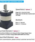 Front view of PLF060 planetary gearbox reducer with 14mm output shaft and square black mounting base