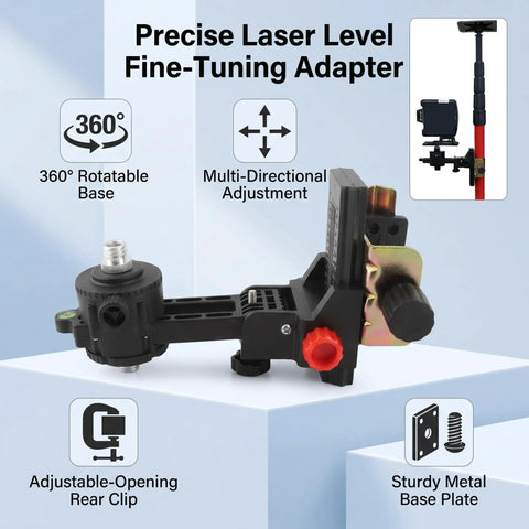 Pro Grade Fine Tuning Bracket Level Adapter L Shape Magnetic Pivoting Base 360 Degree Rotation with clip