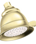 Polished Brass Four Function Shower Head With Massage Full Vigorous And Combination Patterns One Half Inch IPS Fixed Mount Boss