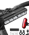 Ultra Bright 1800 Lumen Bike Light With Five Modes, USB Rechargeable Front Headlight and Taillight for MTB Off Road Cycling, IPX5 Waterproof