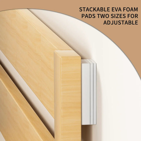 Headboard Wall Protectors And Anti Vibration Pads For Beds And Furniture installed on wooden headboard