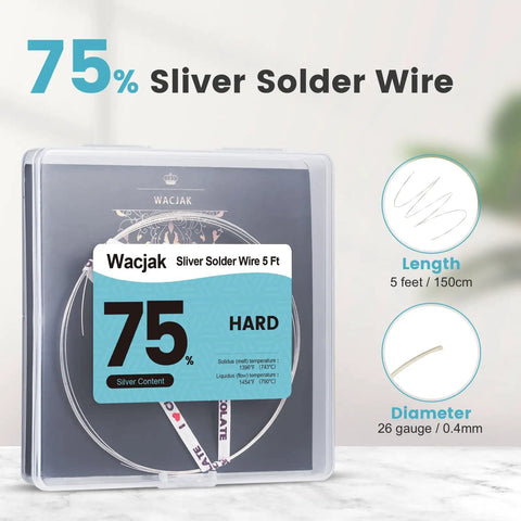 Hard Silver Solder Wire 5 Feet Long For Jewelry Fixes And Crafting 26 Gauge 75 Percent Silver Content packaging display