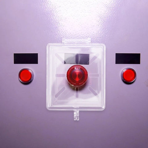 Protective Cover For Push Start And Emergency Stop Buttons For Industrial Control Panels And Home Gear Heavy Duty Plastic That Shrugs Off Dust Built Up Clear Window For Easy Visual Monitoring, clear cover over red button