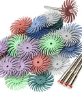 Rotary Tool Brush Disc Kit 1 Inch 35 Pcs With 3mm Shanks 7 Grits Ranging 80 to 2500 Color Coded Polishing Deburring Discs