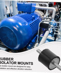 4-Piece 25x25mm Rubber Vibration Isolator Mounts With M6x19mm Studs For Shock Absorption And Quiet Operation In Gym Gear And Industrial Machinery For Heavy Duty Use, shown with industrial motor