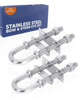 Heavy-Duty Marine Bow And Stern Eye Set With Nuts Made From 304 Stainless Steel, 3/8 Inch Diameter, 3 Inch Thread, Two Pack