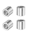 M6 X 10mm X 10mm Round Weld Nuts In 201 Stainless Steel Hella Strong For Shop Projects And Tables Gives You Zero Hassle Setup With Heavy Duty Bung Female Fasteners Pack Of Four showing four silver nuts.