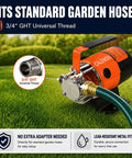 Heavy Duty 115V Electric Water Transfer Pump Delivers No Sweat 330 GPH Flow With A Rock Solid Build And A Dependable Forty Foot Lift For All Your Wet Yard Tasks, showing universal thread connection for garden hoses.