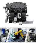 4 Axis Manual Linear Stage 90x90mm Micro Positioning Sliding Table For CNC Engraving And Laboratory Alignment Aluminum Alloy Platform