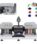 Eight Inch Cabbing Machine for Gemstones and Lapidary Polishing, Three Quarter Horsepower, 1800 RPM with diamond and resin wheels.