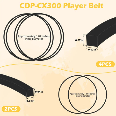 Upgrade 2 Door Belt CD Player Belts And 4 Drive Belts Kit For Car CD Players Thick Durable Rubber Replacement Set Built To Last Abrasion Resistant Flexible Easy Install. 4 belts with 1.87 and 1.60 inch inner diameter