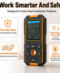 Beam Detector Rangefinder, Stud Finder Wall Scanner Stud Detector with Smart Sensors & Voice Broadcast, measuring features displayed clearly.
