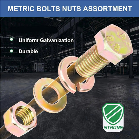 Beefy 775 Piece Bolt Nut And Washer Kit With M6 M8 M10 Set Heavy Duty Metric Hardware showcased in industrial setting