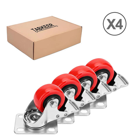 2 Inch Heavy Duty Swivel Caster Wheels Set Of 4 With 600 Lb Load Rating And Total Locking Brakes in a box.