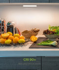 Dimmable 9 Inch Under Cabinet LED Lights For Kitchen No Fuss Easy Install, 3W 202 Lumens, illuminating fruits and vegetables.