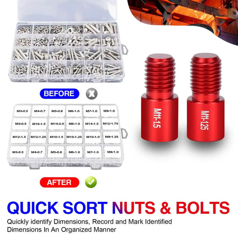55 Piece Thread Gauge Set For Nuts And Bolts With 30 Inch Standard And 25 Metric Sizes Quick Size Check In Tight Spaces For DIY