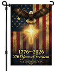 250th Anniversary USA Garden Flag Double Sided Waterproof Patriotic Eagle Cross Flag 1776 2026 Christian Outdoor Display