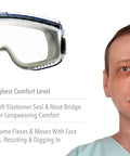 Stealth Safety Goggles With HydroShield Anti Fog Lens And Clear Toric Optics for Pro Grade Visibility on mannequin's head