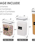 32-Piece Airtight Food Storage Containers Set BPA Free Plastic Canisters With Lids shown with popcorn, farfalle, sugar, pasta
