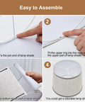 Assembly steps for Drum Lampshades Set Of 2 Natural Linen Hand Crafted With Harp Holder Included for easy fit and cozy modern light.