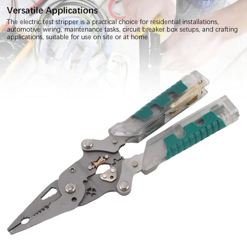 Heavy Duty 20 Function Multifunctional Wire Stripper Pliers with ergonomic handle for crimping, cutting, and voltage testing.