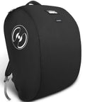 Padded Car Seat Travel Bag For Airplane Use Fits Doona Car Seat Stroller With Isofix Base Lockable Zipper Backpack in black color.